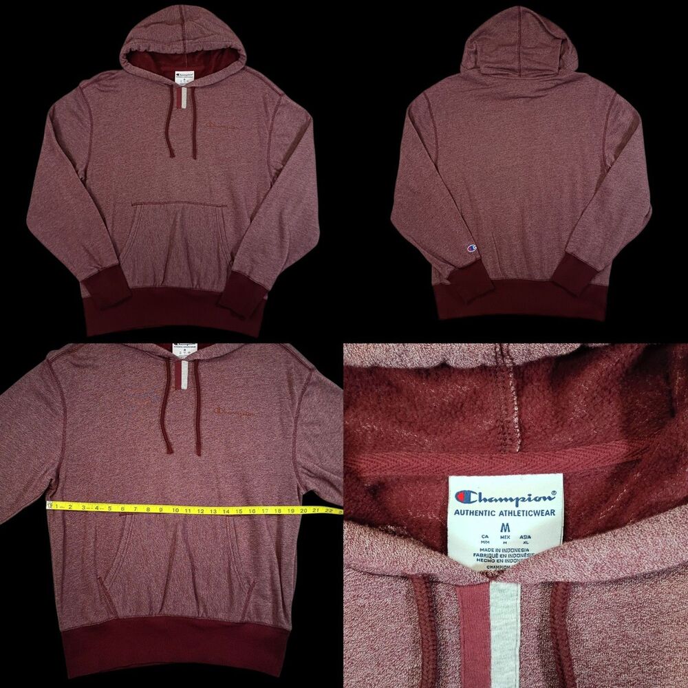 Women's Champion Hoodie Medium, Burgundy Pockets, Drawstring